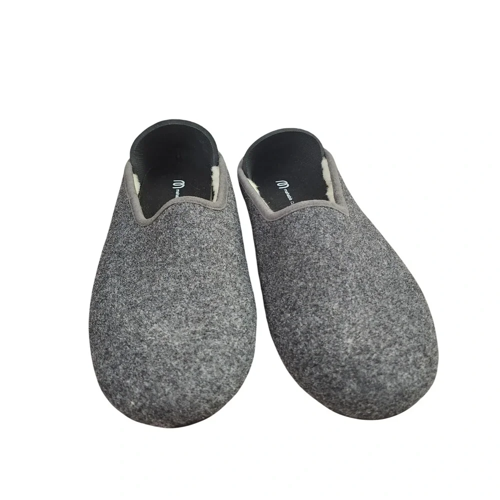 Mahabis Classic Wool Slippers Charcoal Grey wool Lined  Mens 11.5-12 Felt Cozy